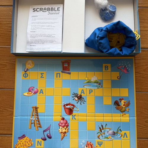 Scrabble Junior board game like new, Greek edition by Mattel