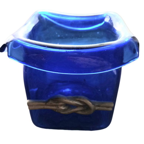 Decorative nautical vase used, glass with bronze detail