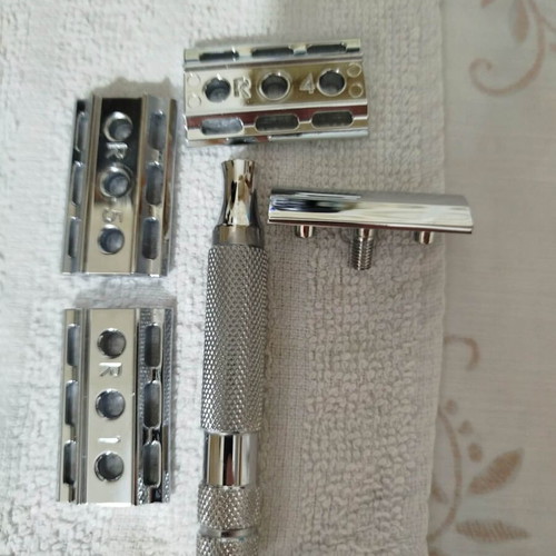 Rockwell 6c White Chrome Double Edge Razor like new, 6 settings