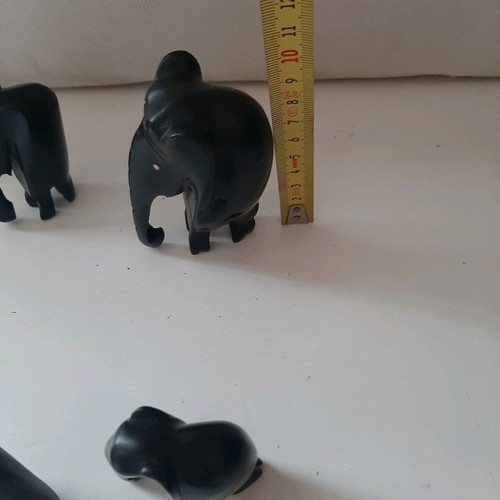 African figures used, set of 11, ebony wood