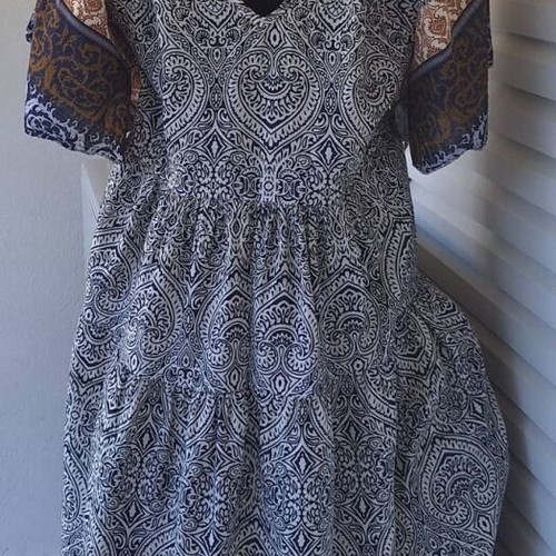 Maxi dress with paisley pattern and boho style, new, Achilleas Accessories