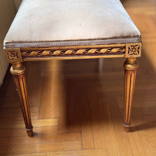 Vintage Louis XVI bench used with golden patina 100x45 cm