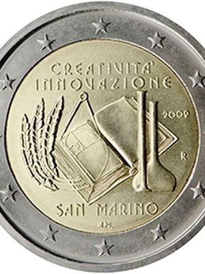 SAC Άγιος Μαρίνος 2 Ευρώ 2009 FDC καινούργιο, δημιουργικότητα και καινοτομία