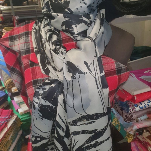 Satin Printed Silk Pashmina Scarf new 2 meters x 75 width