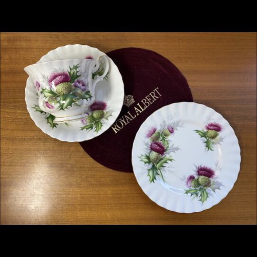 Royal Albert Highland Thistle bone china triple set like new