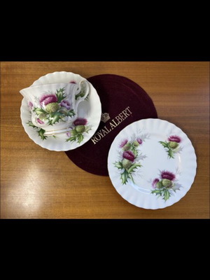 Royal Albert Highland Thistle bone china triple set like new