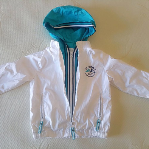 Alouette Yachting Waterproof Windbreaker Jacket like new, white turquoise