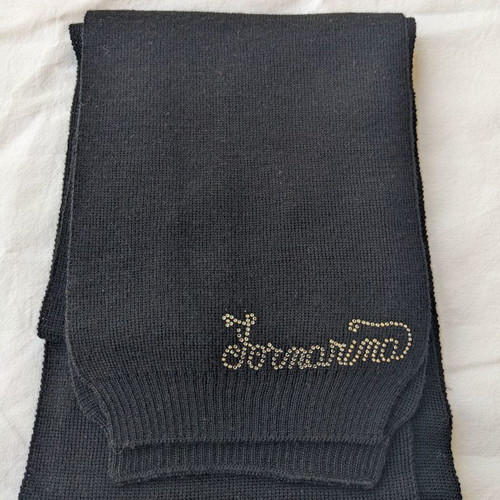 Fornarina wool black scarf new with strass design