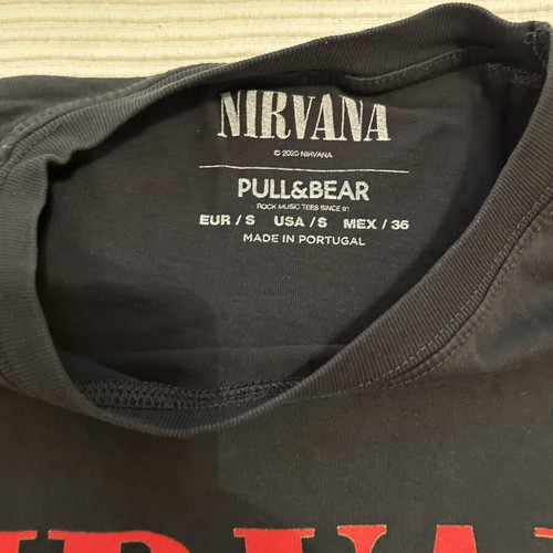 Pull & Bear men's T-shirt, black with graphic print, size S