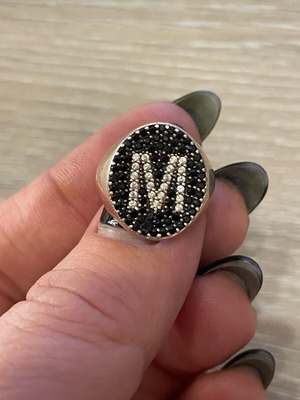 Silver 925 ring size M with M design