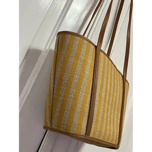 Balzac Paris shoulder bag new, yellow and beige stripes, raffia