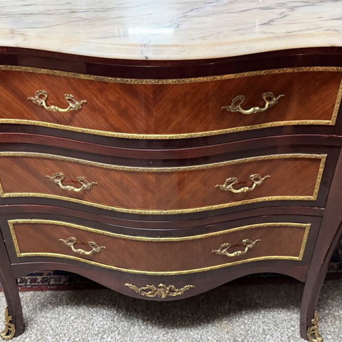 Marquetry chest of drawers like new with marble top