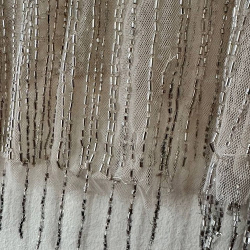 Bershka mesh top with silver beads and fringe like new, size XS