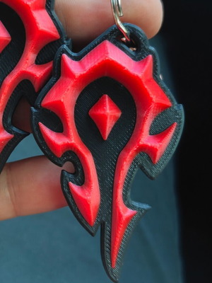 World of Warcraft Horde 3D printed keychain, two-tone black/red
