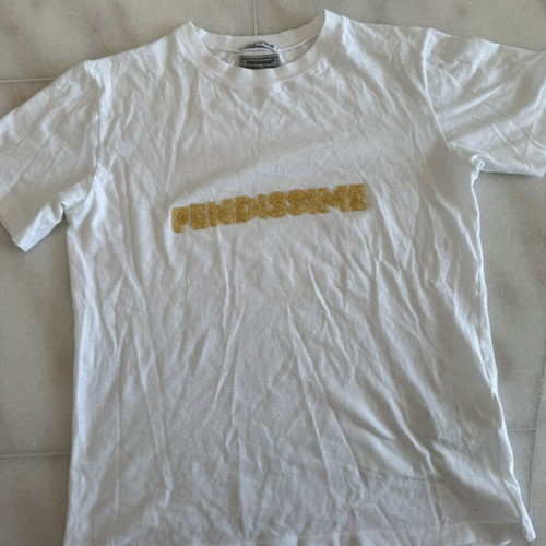 Fendissime Y2K Vintage White T-shirt Large with Gold Embossed Logo
