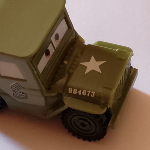 Disney Pixar Cars Sarge Jeep plastic toy like new, 5cm