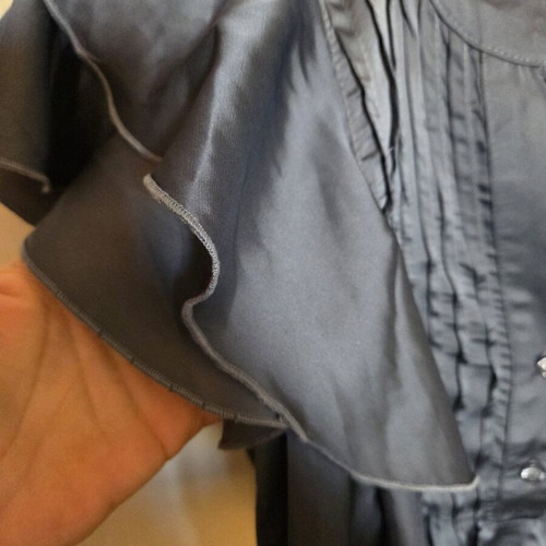 Regalinas blue satin blouse like new, small