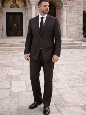 Σετ κοστούμι Hugo Boss σκούρο καφέ μέγεθος XL σαν καινούργιο