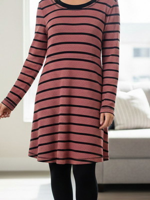 Attrattivo striped dress like new, size M, dusty pink