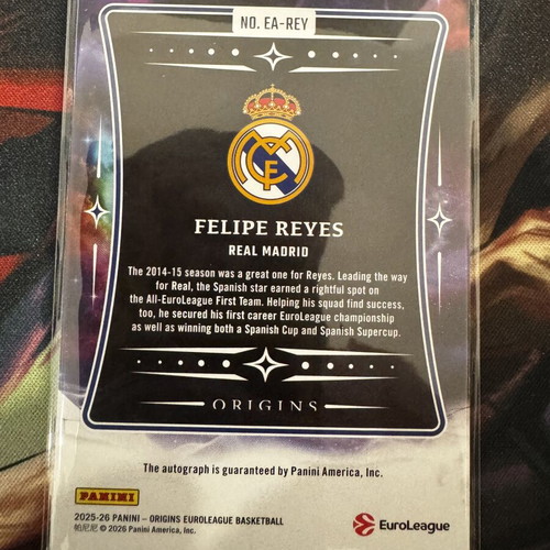 Felipe Reyes 2025-26 Panini Origins EuroLeague Auto Purple card like new