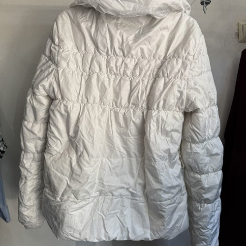 Quilted puffer jacket like new, with belt, white, XXL