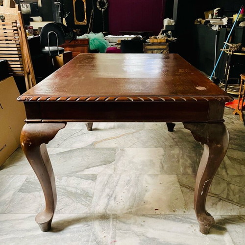 Wooden antique carved dining table with lion legs used
