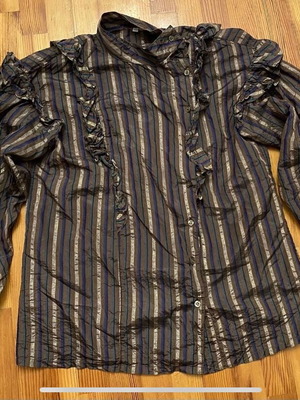 Silk shirt used medium 36 brown with ruffles