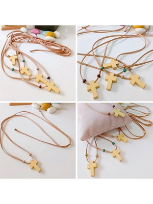 Handmade boho baptism necklaces in pastel colors, new