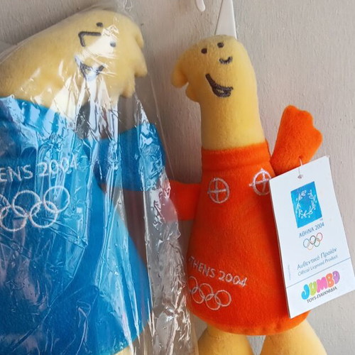 Athens 2004 Olympic Games Phoebus and Athena Mascot Dolls with Collectible Album and DVD like new