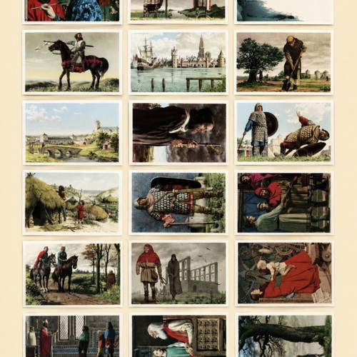 Belgium Nos Gloires collectible set of 18 large historical cards, like new