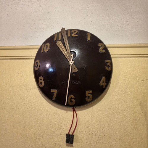 Vintage ASSA electric wall clock, bakelite, Germany