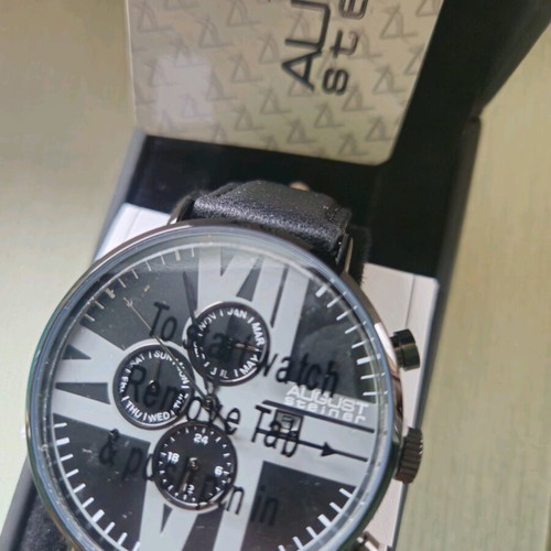 August Steiner men's watch new with black leather strap