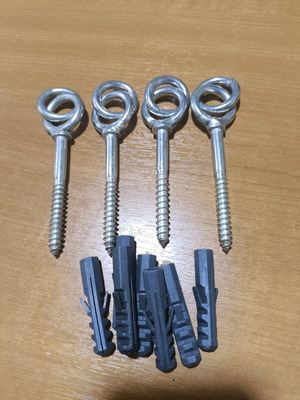 Galvanized screw eye with ring 10cm new