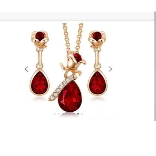 Luxury Ruby Drops Set new, gold plated with red crystals