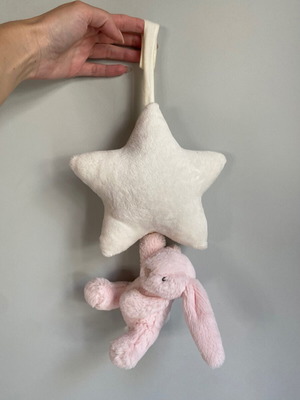 Zara Home Little Jellycat Baby Pink Bunny Musical plush toy used