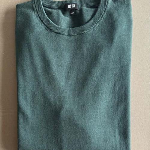 Uniqlo Wool Pullover men's sweater used, size M, green, 100% wool