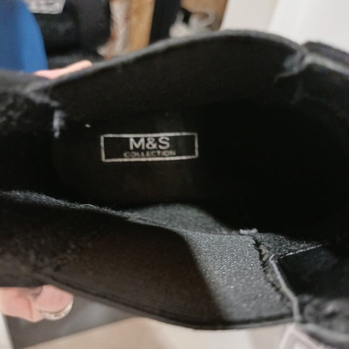 Marks & Spencer Faux Suede Chelsea Cleated Flatform Sole Ankle Boots, black, size 40