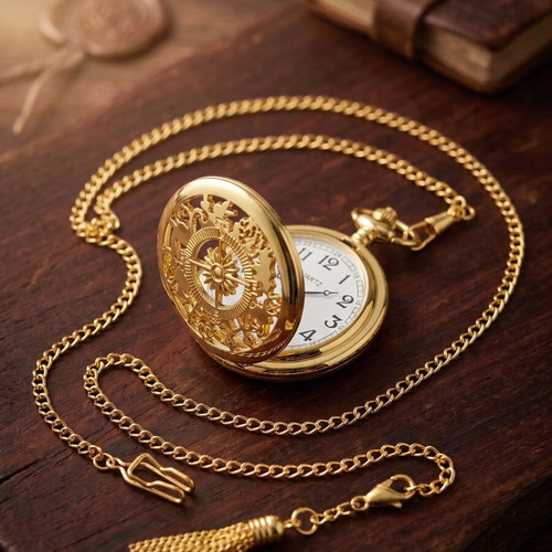 Vintage pocket watch gold color like new