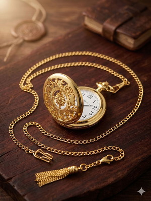 Vintage pocket watch gold color like new