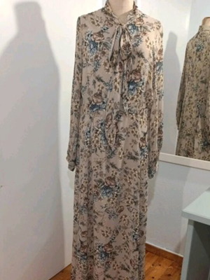 Women's long viscose dress like new, gray and beige