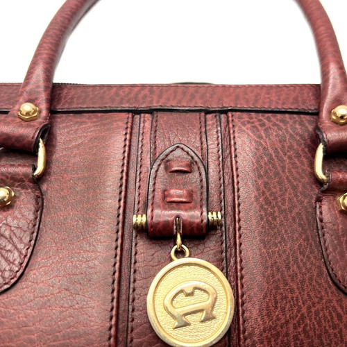 Aigner Burgundy Vintage Leather Handbag used