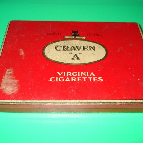 Craven tin box used from cigarettes