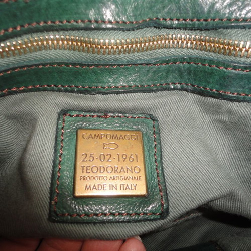 Campomaggi shoulder bag made of natural leather like new, dark green