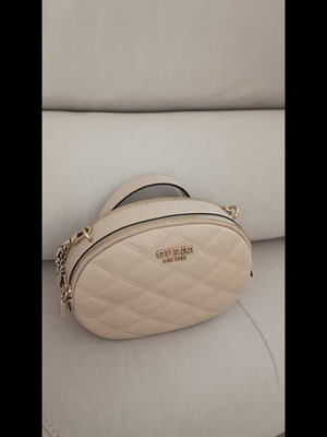 Guess crossbody bag with chain, beige and gold