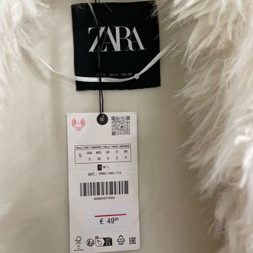 Zara synthetic fur vest new, beige, size S-M