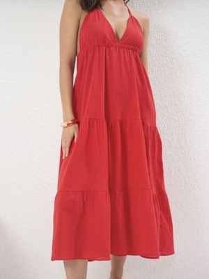 Trendyol long red dress like new size M