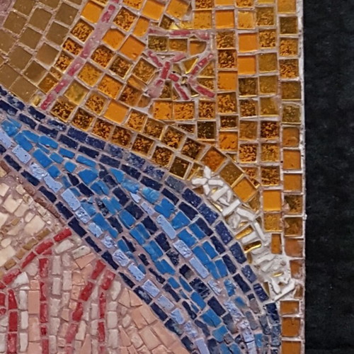 Jesus Christ mosaic new with gold and marble tesserae 50x50 cm