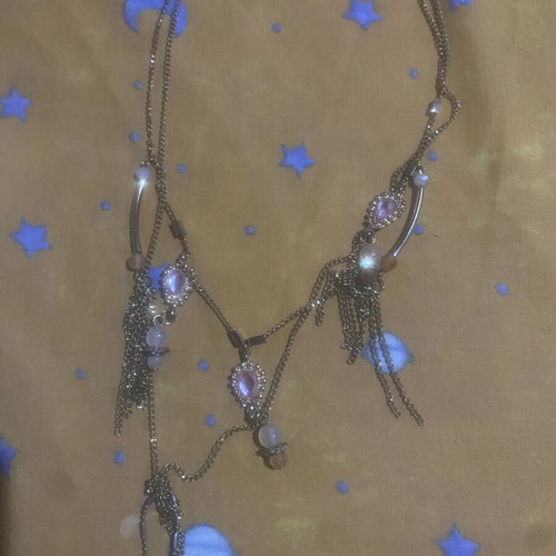 Women's necklace in pink tones with gold, new