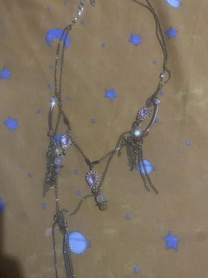 Women's necklace in pink tones with gold, new