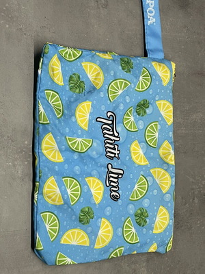 Hei Poa summer makeup bag with lemon and lime pattern